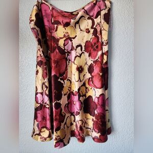 Pendleton Silk Floral Midi Skirt in Burgundy and Cream